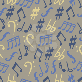 Music notes vector seamless pattern. Musical sound and classic, melody illustration