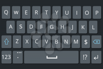 Smartphone keyboard, mobile phone keypad vector mockup. Keyboard for mobile device illustration