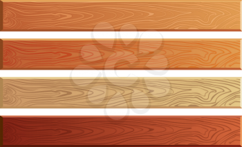 Wood planks with wooden texture vector set. Timber board textured illustration