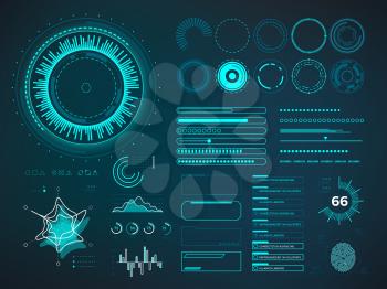 Futuristic user interface HUD. Infographic vector elements. Digital dashboard panel illustration
