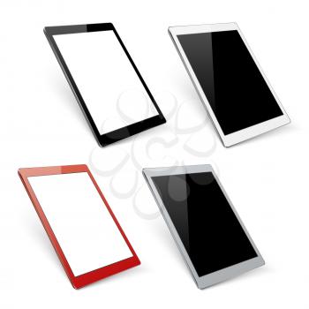 Varicoloured vector tablet mockups. Device gadget with digital screen illustration
