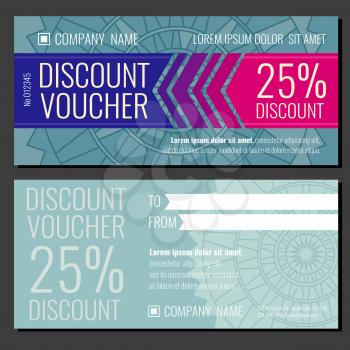 Modern vector gift coupon card voucher template with discount for buy illustration