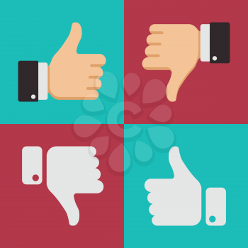 Thumbs up like dislike icons for social network web app like. Symbol hand with thumb up. Vector illustration