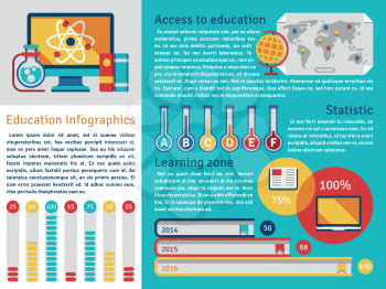 Education vector infographics template with teaching vector charts