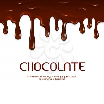Melted dripping chocolate seamless vector. Sweet yummy milk chocolate illustration