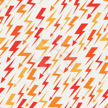 Orange, red and yellow lightnings seamless pattern. Abstract background vector illustration