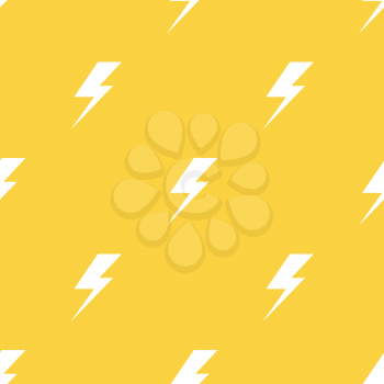 White lightnings yellow vector seamless pattern. Storm background illustration