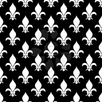 Vector fleur de lis seamless pattern in black and white. Wallpaper design decoration illustration
