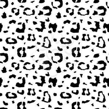 Wild leopard skin vector black and white seamless pattern for africa style fabric, safari decoration. Illustration of fashion leopard pattern, black dot or splash pattenr