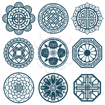 Traditional korean symbols, vector korea pattern design for bathroom repeat tiles. Traditional korean pattern illustration