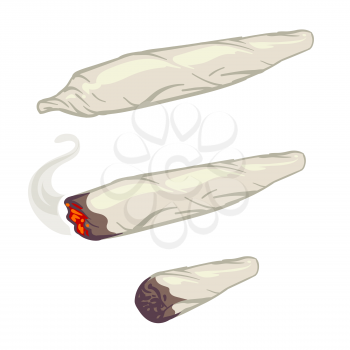 Marijuana joint, spliff, smoking drug cigarette vector illustration. Cigarette with drug, marijuana cigarette rolled