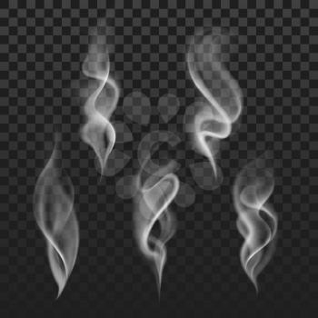 Abstract transparent smoke hot white steam isolated on checkered background. Smoke cloud abstract, illustration of effect smoke