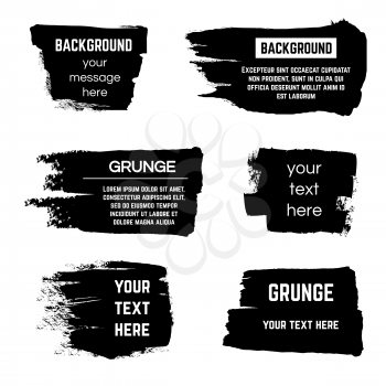 Inked black paint brushed rectangle boxes and frames vector stock. Brushed rectangle for text message, illustration of creative messy brushed shape