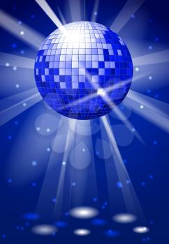 Dance club party vector background with disco ball. Dance ball bright reflection, illustration of music ball disco