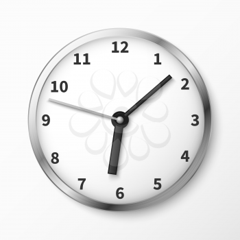 Modern wall clock face vector. Office clock with arrow, illustration of round clock