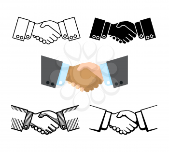 Handshake, business partnership, agreement vector icons, Set of handshake color and linear, illustration of friendship handshake