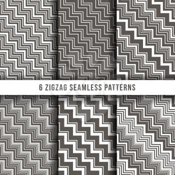 Diagonal zigzag line seamless pinstripe vector backgrounds. Diagonal geometric pattern collection illustration