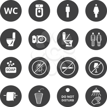 Public toilet vector icons. Wc restroom simple symbols. Toilet wc icons, illustration of restroom for gentleman or lady