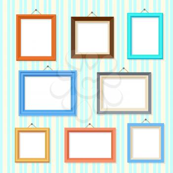 Retro picture image cartoon frames vector set. Frame for image picture, illustration of empty framework gallery
