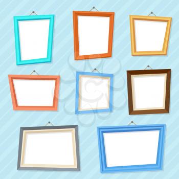 Vector cartoon photo picture creative wall frames. Frame empty gallery, illustration of photo frame blank