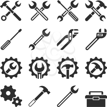 Technology and maintenance service tools vector icons. Repair service icon, illustation of maintenance setting