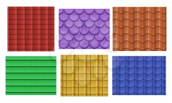 Vector seamless roof tiles. Roof slate pattern texture collection illustration