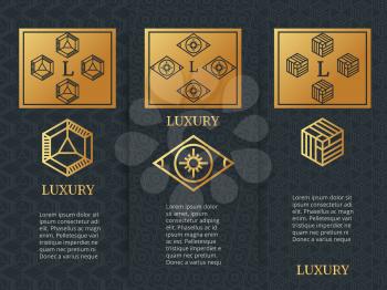 Luxury design brochure flyers template with monogramm. Template of vintage card, vector illustration