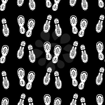 White footprints seamless pattern - sport shoe footmarks seamless texture. Vector illustration