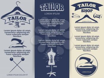 Vintage tailor shop flyers template design. Fashion poster design. Vector illustration