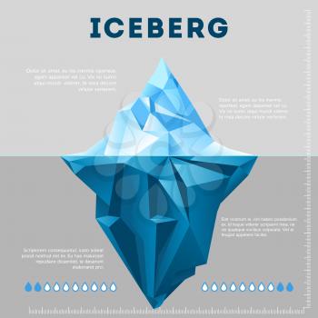 Information poster design with iceberg. Business chart ice, vector illustration