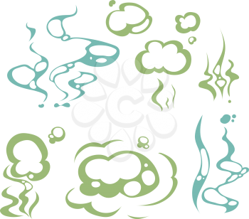 Cartoon aroma, smells, stench, water vapor steam clouds. Smells clouds set, illustration of toxic smell