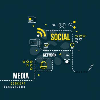 Abstract social community network, interactive media vector concept. Scheme of social network, illustration of media network