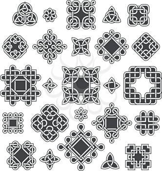 Chinese and celtic endless knots and patterns vector. Set of traditional tattoo, illustration of decoration oriental tattoo