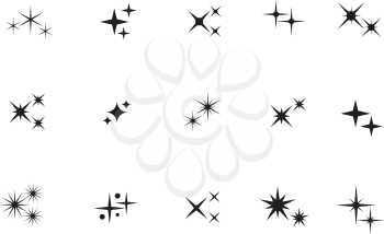 Star sparkling. Stars, twinkles black silhouettes vector isolated collection. Illustration of star and asterisk group, sparkling starred, twinkling silhouette