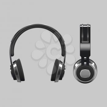 Realistic headphones design - 3d vector illustration isolated. Headset equipment and music audio device