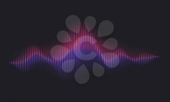 Abstract sound wave. Voice digital waveform, volume voice technology vibrant wave. Music sound energy vector background. Equalizer volume, waveform electronic light illustration