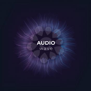 Audio wave. Music sound abstract circle, equalizer visua 3d beat. Tech sound vector background. Illustration of sound equalizer beat, circle wave audio