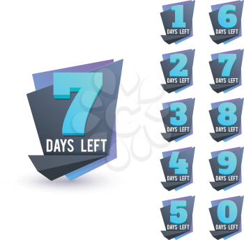 Day to go numbers. Days left countdown business sign vector set. Illustration of days left, time countdown