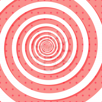 Colorful retro style spiral backround with polka dots backdrop. Spiral pattern graphic vector illustration