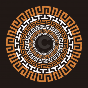 Ancient Greek round meander key symbol grunge design. Vector illustration