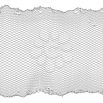 Black fisherman rope net vector seamless texture isolated on white. Fisherman netting for hunting, fiber surface illustration
