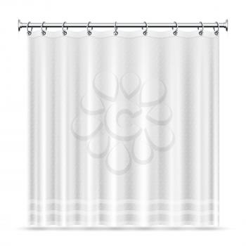 Realistic shower curtains vector template for bathroom interior. Curtain for bathroom and shower interior illustration