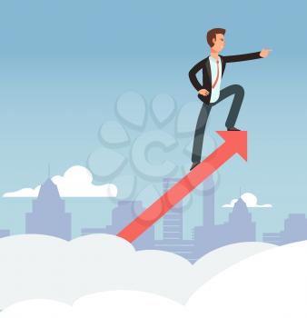 Starting business vector growth concept. New opportunity and business vision background. Business growth and success, progress challenge arrow illustration