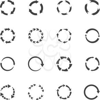 Round motion arrow vector symbols. Circle arrows icons. Round motion arrow symbol, recycling simple and continuity illustration