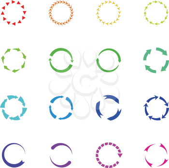 Color circle reload arrows vector icons. Round arrow elements. Arrow reload and refresh loop illustration