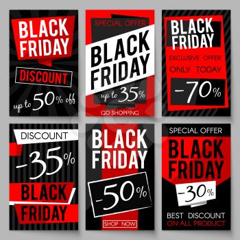Black Friday sale advertising posters vector template with best price and offer. Black friday sale banner, special offer shopping illustration