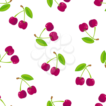 Seamless pattern with cherry. Background texture decoration. Vector flat illustration