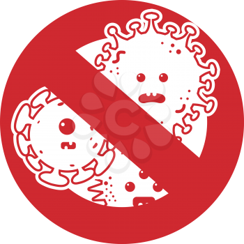 Vector illustration of stop virus sign in red color. Virus protection
