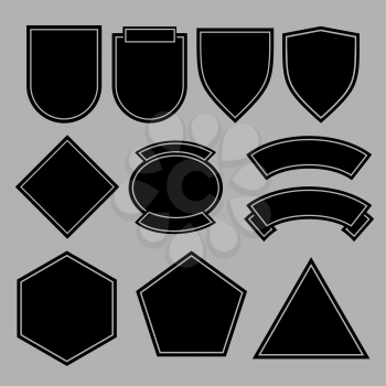 Army patches or military badges template design. Black shape form. Vector illustration