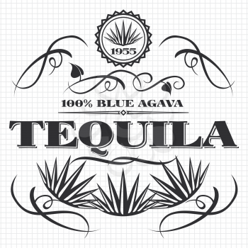 Alcohol drink tequila banner design on notebook page. Vector illustration